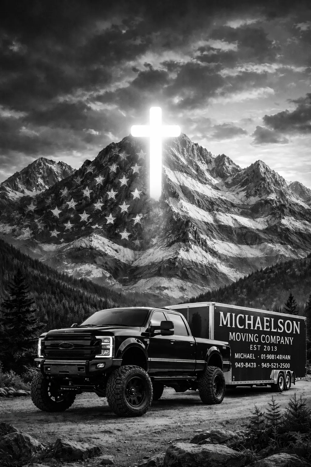 Michaelson Moving Company truck with patriotic artwork