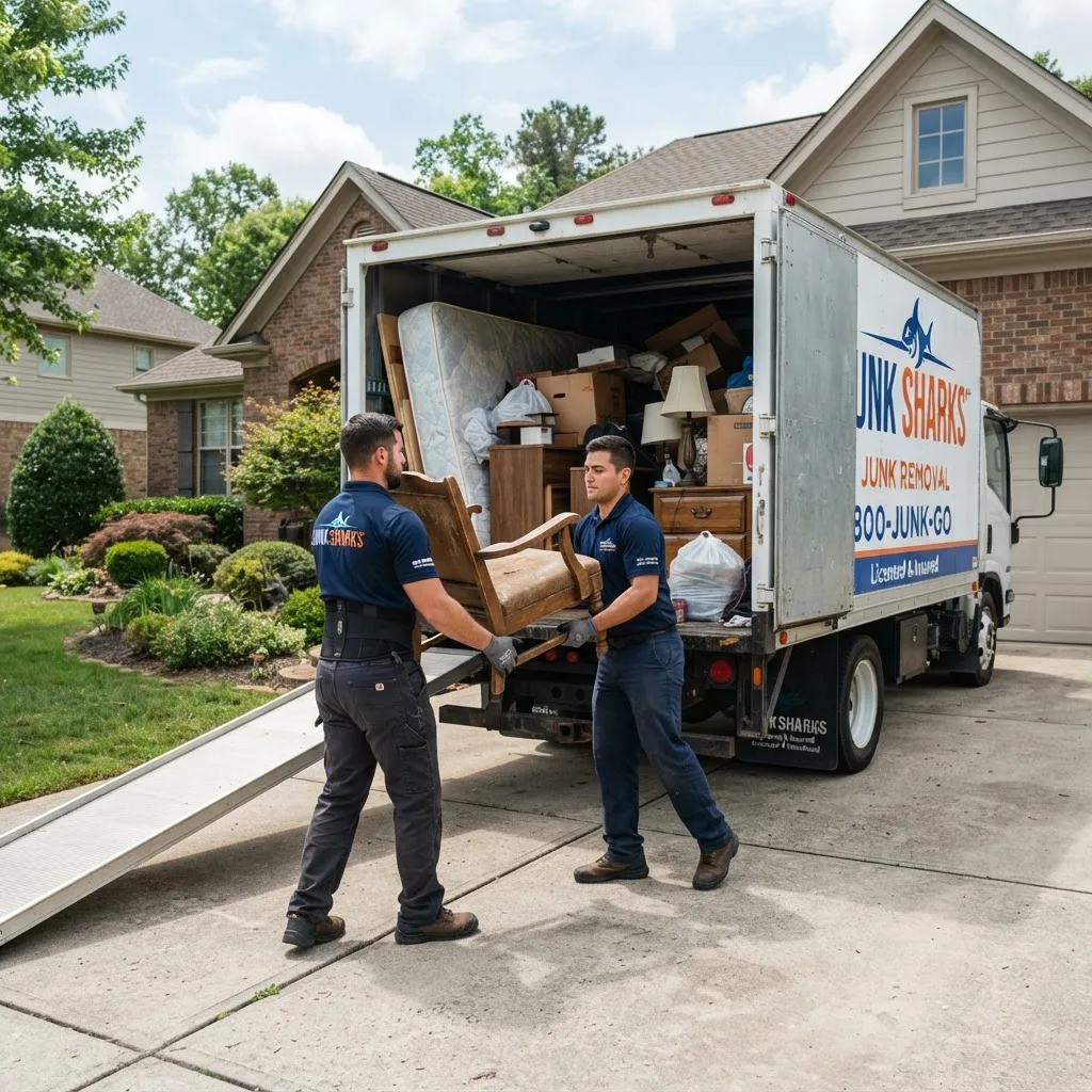Crew hauling junk from a home to the truck